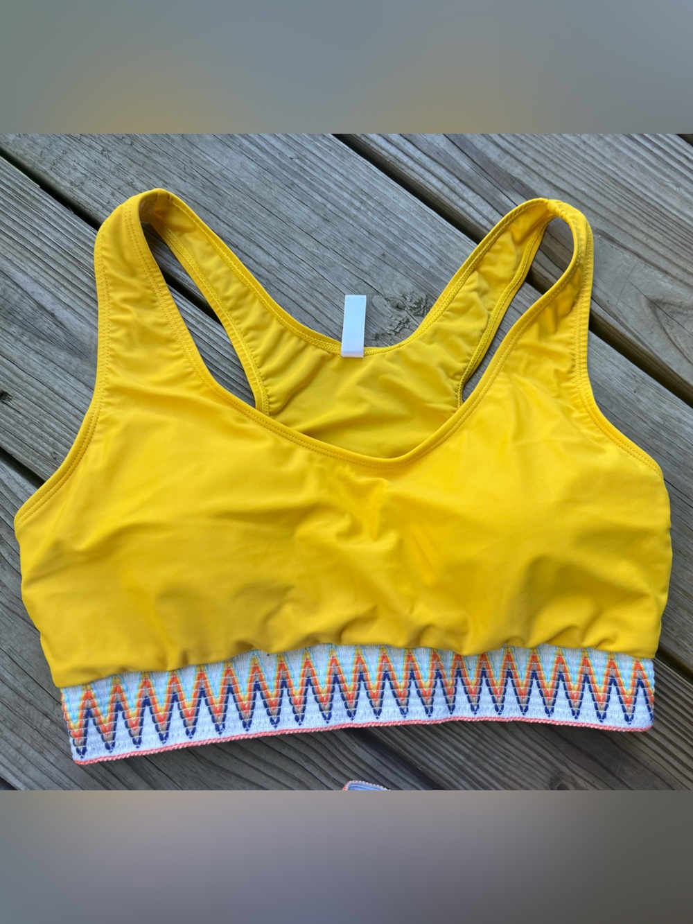 Dokotoo Large Scoop Neck Two Piece Yellow / Flower Racerback Bikini - Picture 3 of 6